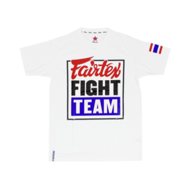 Fairtex TST51 Fight Team T-Shirt - Wit - opdruk rood/zwart/blauw