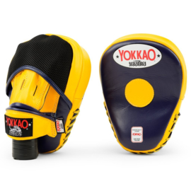 Yokkao Focus Mitts Closed Fingers - Leather - Evening Blue, Gold