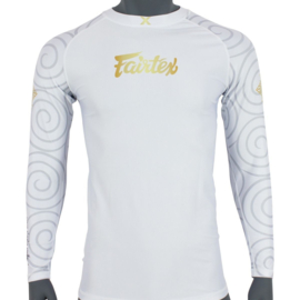 Fairtex Pro Long Sleeves Rashguard - Hanuman -white/gold