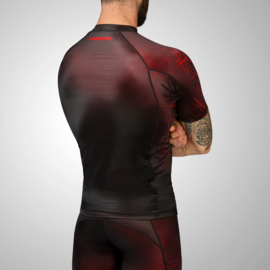 Hayabusa Geo Short Sleeve Rashguard - Zwart, Rood