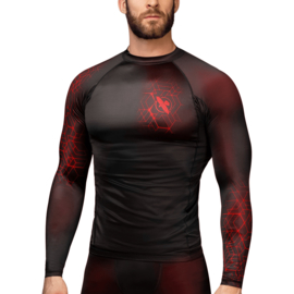 Hayabusa Geo Long Sleeve Rashguard - Zwart, Rood