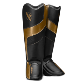 Hayabusa T3 Full-Back Shin Guards - Black / Gold