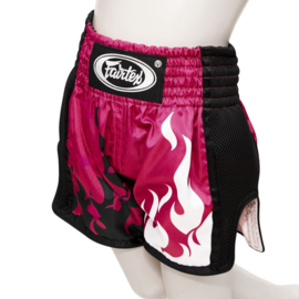 Fairtex BSK2101 Muay Thai Shorts voor Kinderen - "Eternal Flame" - Roze/Zwart/Wit