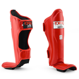 Yokkao Matrix Shin Guards - Leather - Red