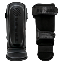 Sanabul Essential Hook and Loop Shin Guards - all black