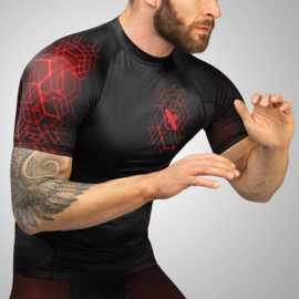 Hayabusa Geo Short Sleeve Rashguard - Zwart, Rood