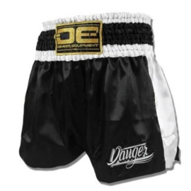 Danger Eco Muay Thai Shorts - Satijn - zwart/wit
