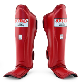 Yokkao Matrix Shin Guards - Leather - Biking Red