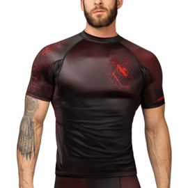 Hayabusa Geo Short Sleeve Rashguard - Zwart, Rood