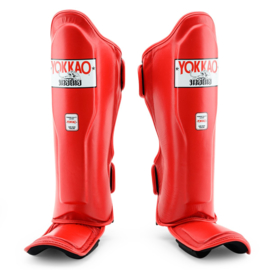 Yokkao Matrix Shin Guards - Leather - Red