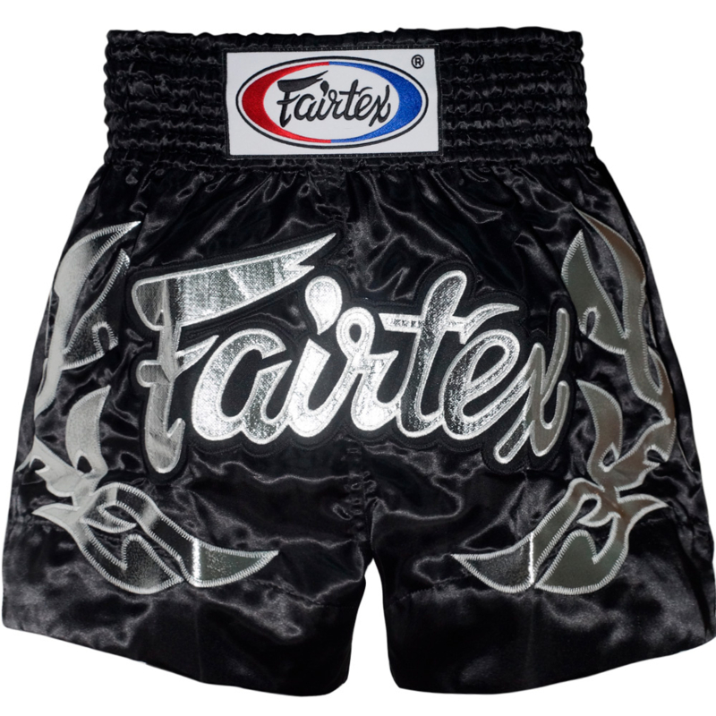 Fairtex Muay Thai Shorts Eternal Silver zwart zilver Fairtex