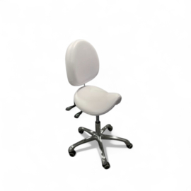 Tabouret Ollie Wit - Comfortabele Werkkruk met Rugleuning