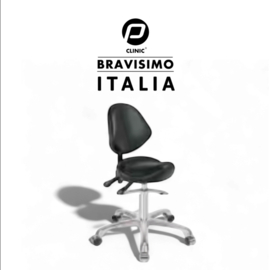 Tabouret Bravissimo Italia Zwart - Ergonomische Werkkruk met Rugleuning