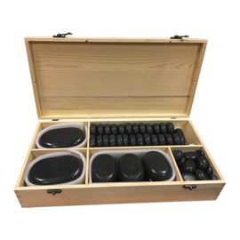 Hotstone Basalt Stenen Set 54 Delig in Kist