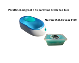 Paraffinebad groot + 5x paraffine Fresh Tea Tree