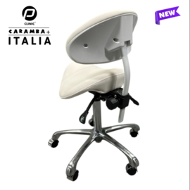 Tabouret Caramba Italia Wit New model - Ergonomische Zadelkruk met Rugleuning