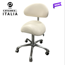 Tabouret Caramba Italia Wit New model - Ergonomische Zadelkruk met Rugleuning