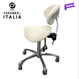 Tabouret Caramba Italia Wit New model - Ergonomische Zadelkruk met Rugleuning