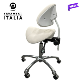 Tabouret Caramba Italia Wit New model - Ergonomische Zadelkruk met Rugleuning