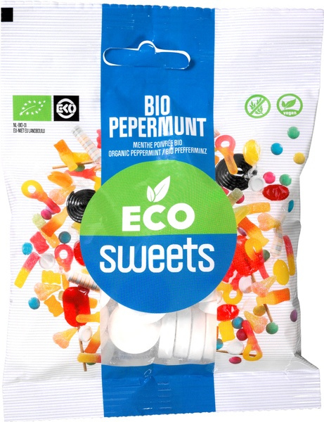 Eco Sweets : Pepermunt 75gr - Vegan - Biologisch - Plasticvrij