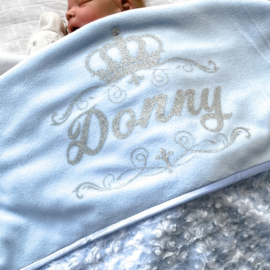 Baby deken | Blauw met kroon