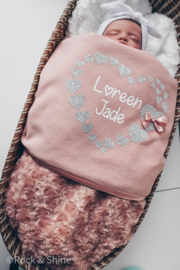 Baby deken Oudroze | Zilvere hartjes