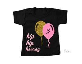 Shirt Hip hip Hooray - Goud-Roze