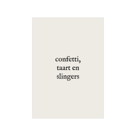 Kaart - Confetti, taart en slingers