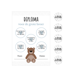 Diploma Grote Broer + Stickers