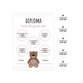 Diploma Grote Zus + Stickers