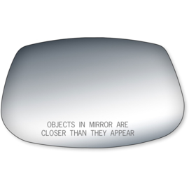 Spiegelglas Rechts met text, convex, Full size en midsize  (chrome spiegel)