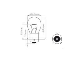 Autolamp, 21 watt, 12 volt, oranje, fitting model BAU15S