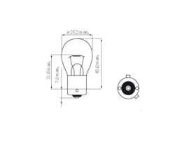 Autolamp, 21 watt, 12 volt, wit, fitting model BAU15S