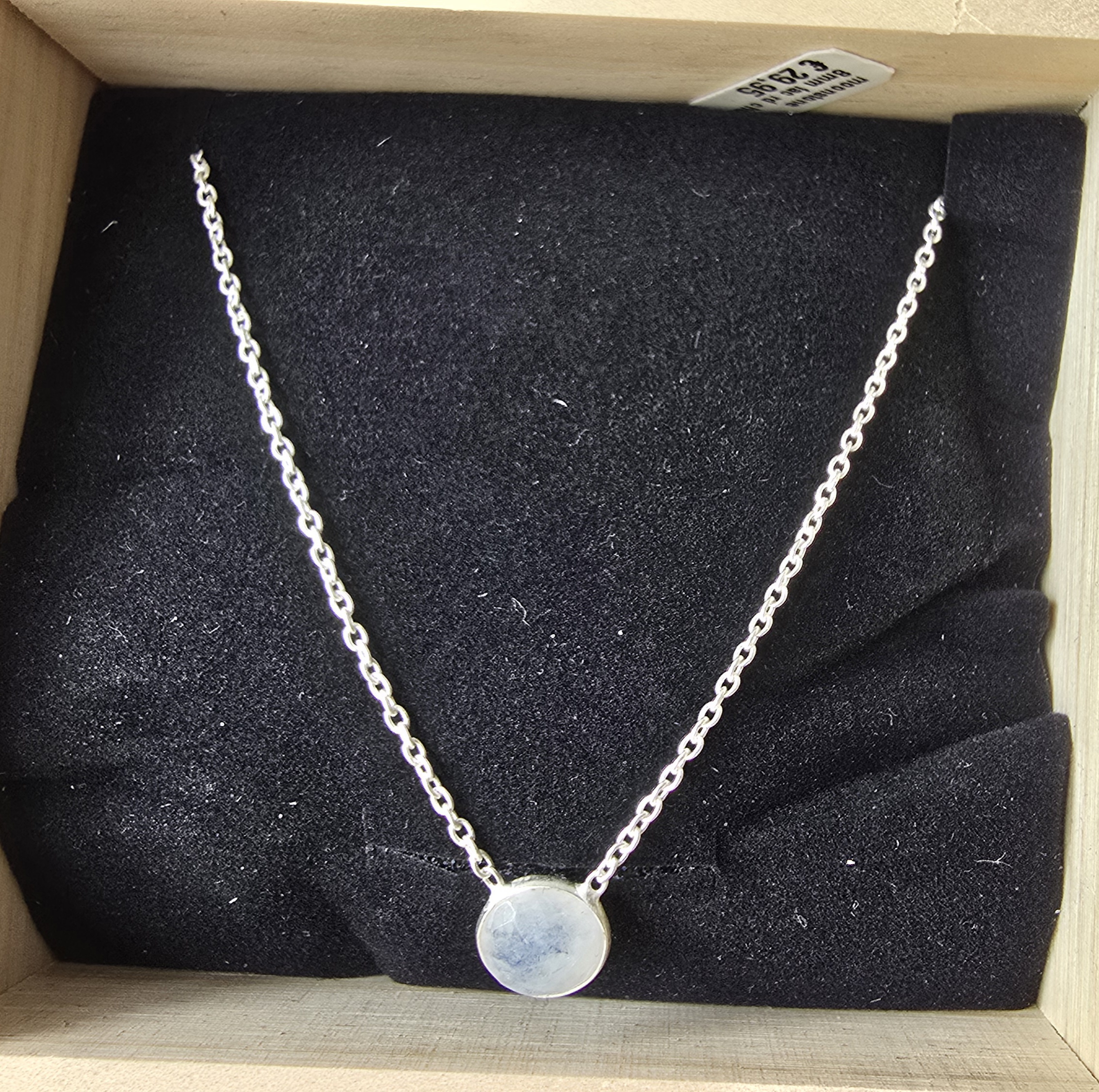 Edelsteen zilver ketting Maansteen rond