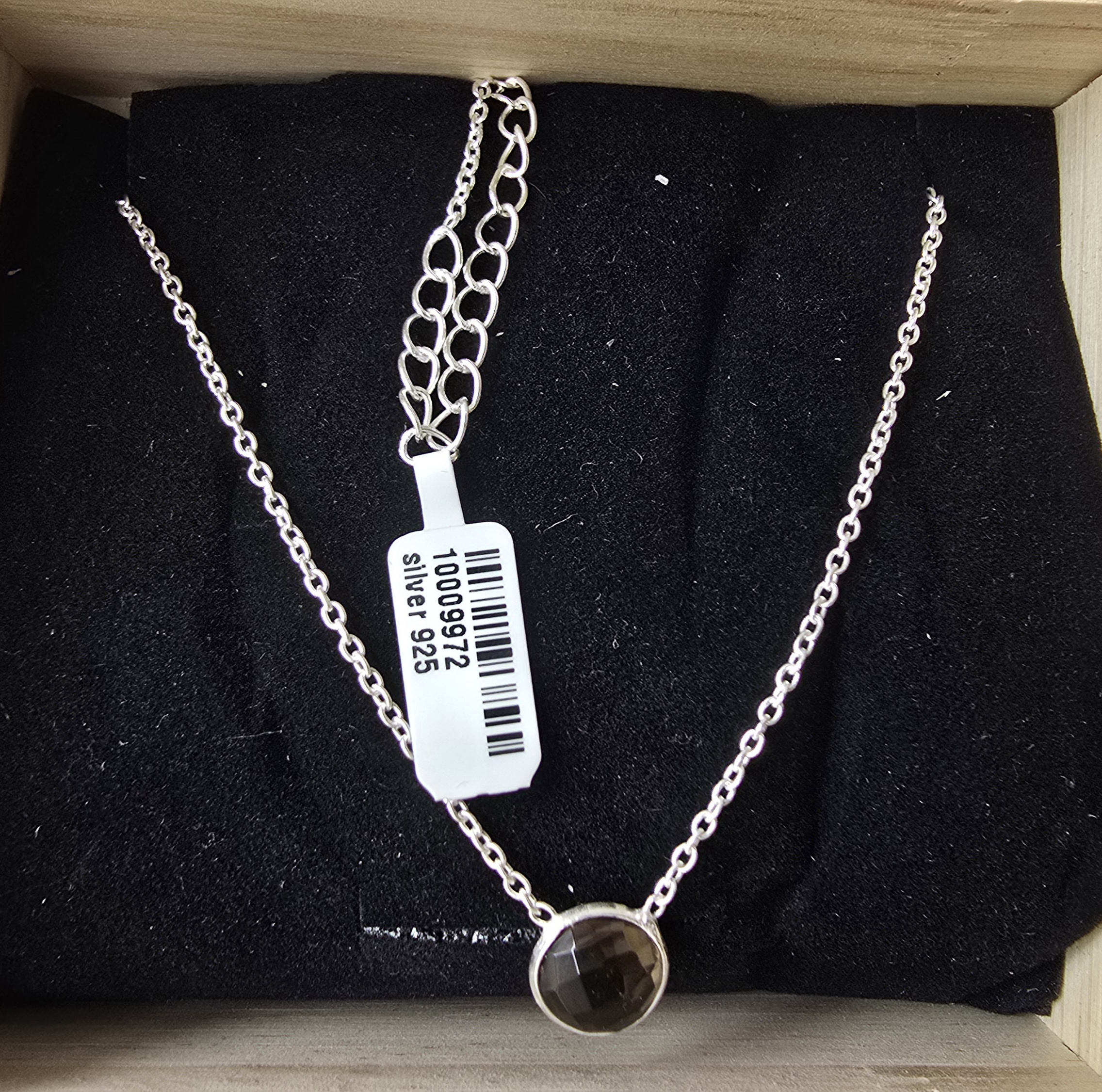 Edelsteen zilver ketting Rookkwarts rond