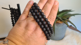 Zwarte Obsidiaan armband- mat 8mm kraal (heren)
