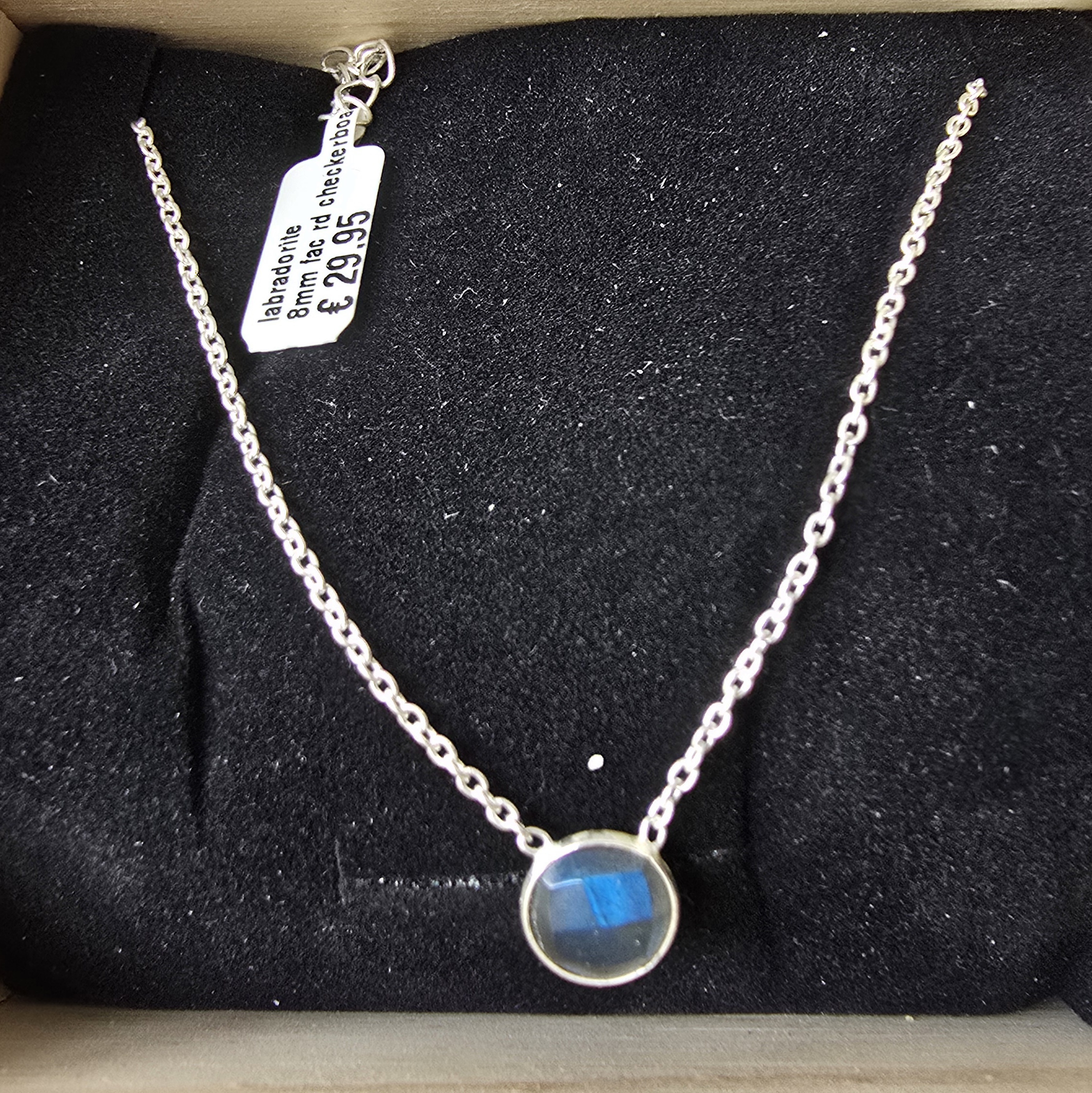 Edelsteen zilver ketting Labradoriet rond