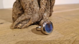 Ring Memory Locket Silver- Morpho Blue