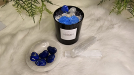 Edelsteenkaars Deeper Level- Lapis Lazuli & Seleniet