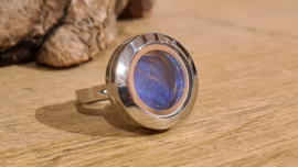 Ring Memory Locket Silver- Morpho Blue