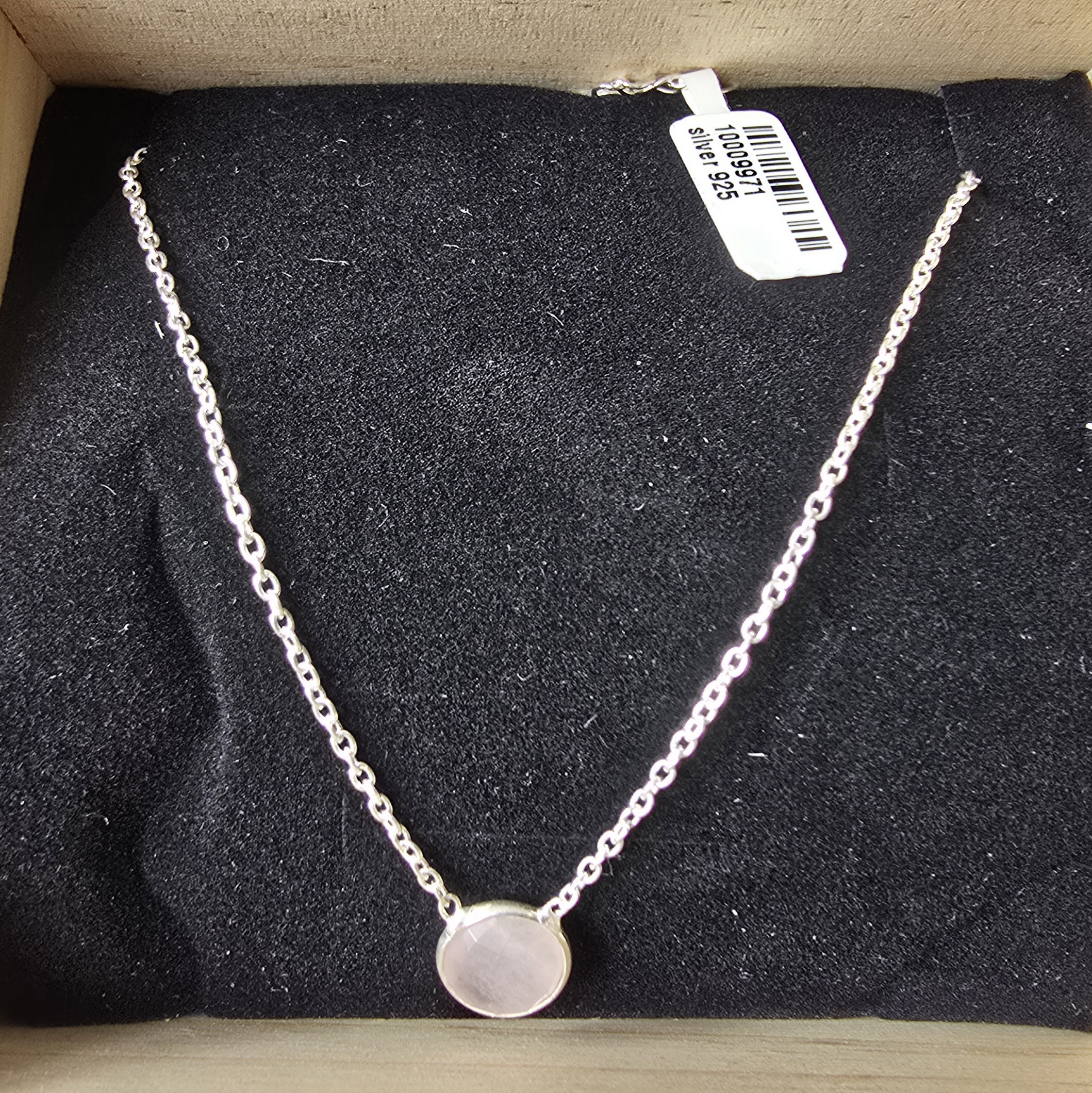 Edelsteen zilver ketting Rozenkwarts rond