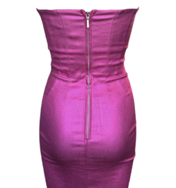 Fuchsia ivy strapless dress