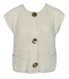 Beige knit gold button vest