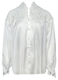 White lace it up blouse