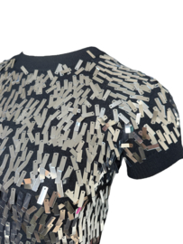 Black cropped glitter top