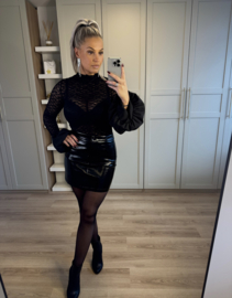 Black lak skirt