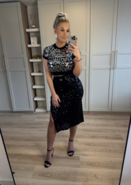 Black midi glitter skirt