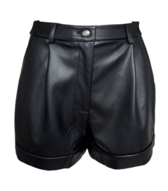 Black leather look short