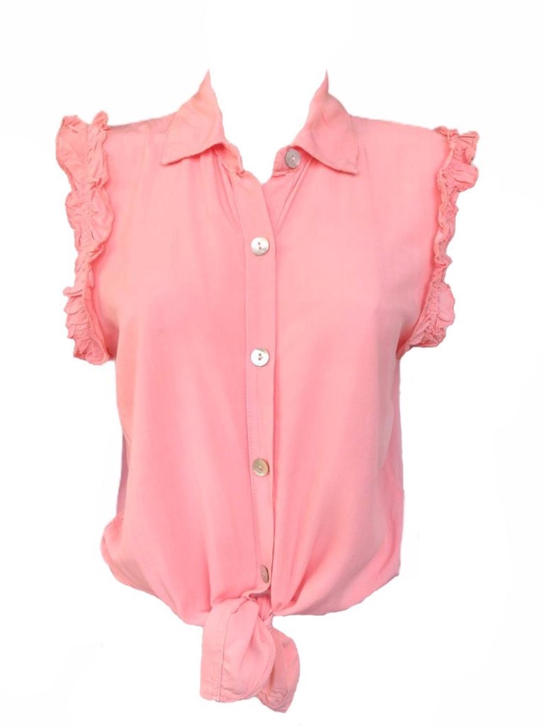 Peach ruffle blouse