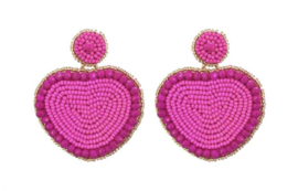 Pink heart earring